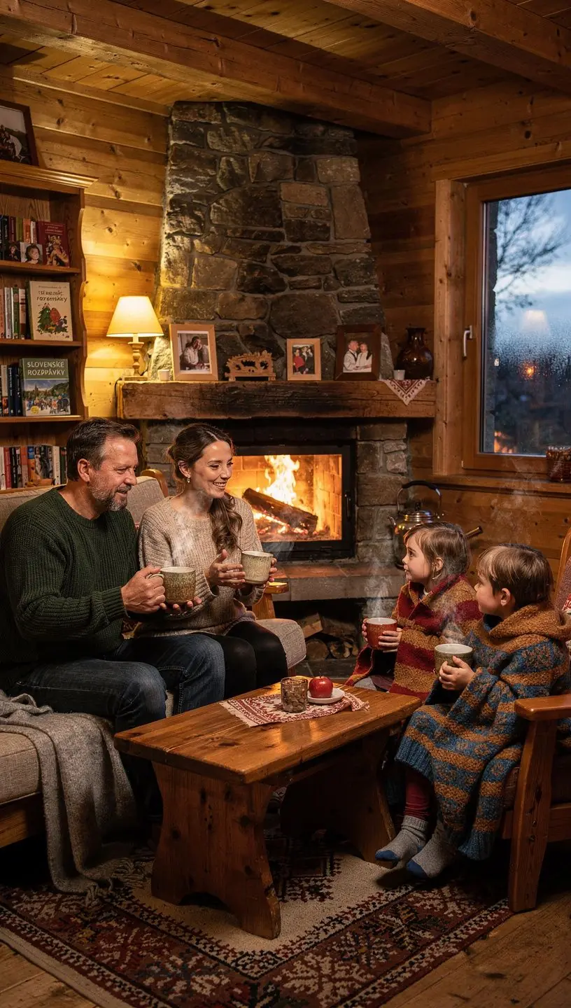 Hrnček teplého jablkového čaju s škoricou na drevenom stole.